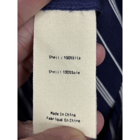 L'Agence Cameron Silk Maxi Shirt Dress Navy White Stripe Belted Small - Picture 6 of 9